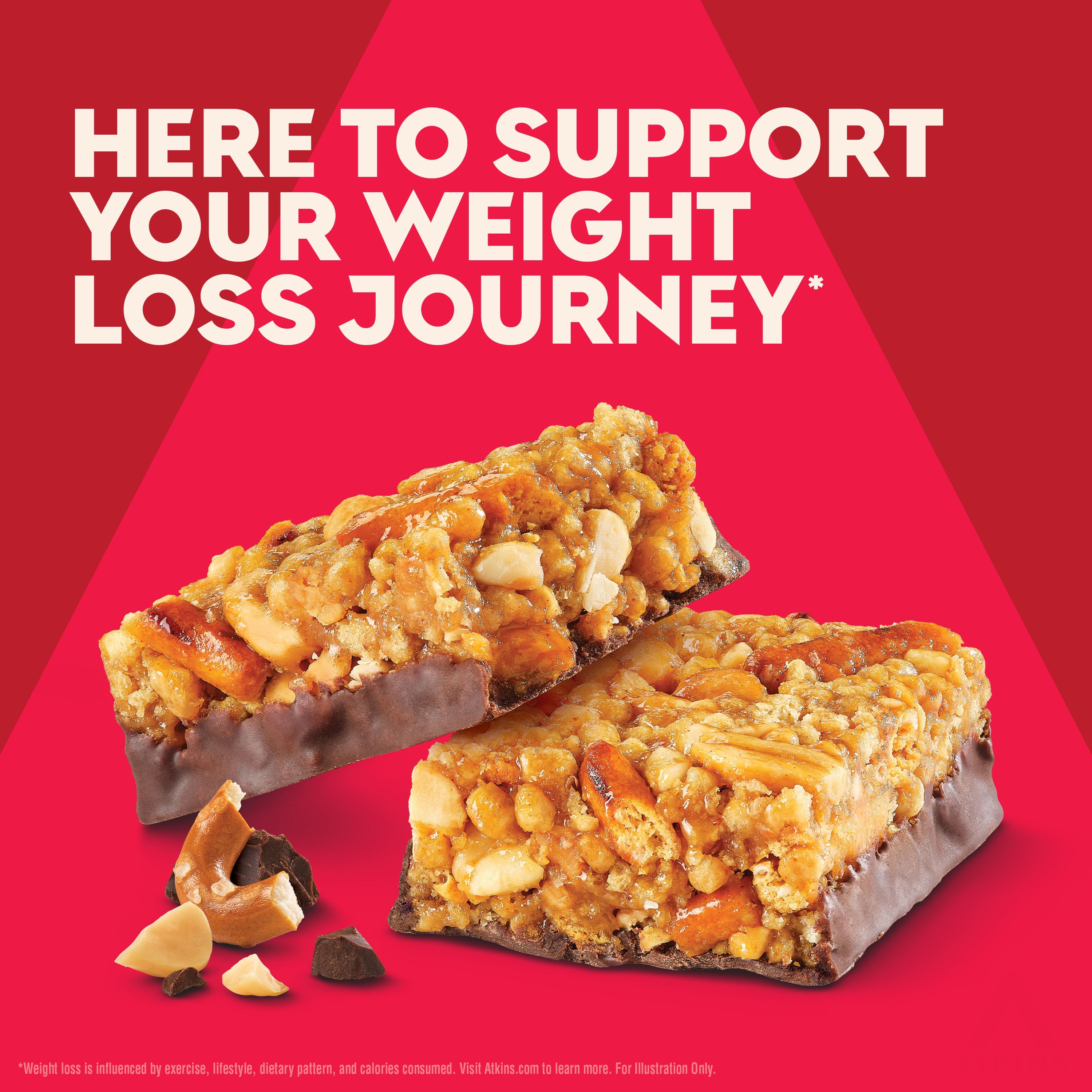 Atkins High Protein Bars, Chocolate Peanut Butter Pretzel Flavored, 16g Protein, 1g Sugar, 4 Count