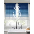 thumbnail image 4 of Sheer Curtain Panels Blue Anchor Rod Pocket Voile Window Curtains Nautical Coastal Window Treatments Ligh Filtering Privacy Curtain Drapes for Bedroom Living Room 2 Panel Set 54 Inch Length, 4 of 9