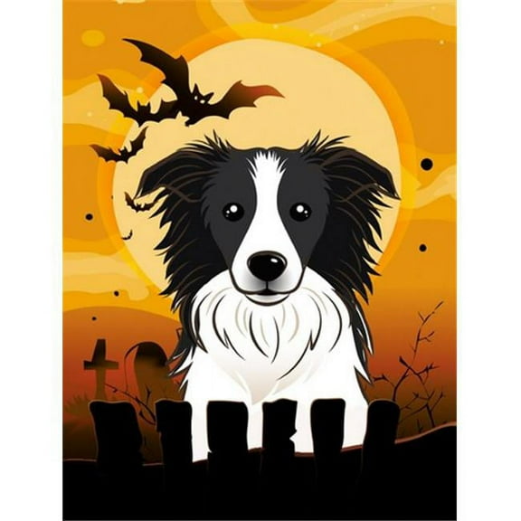 Halloween Border Collie Flag Canvas House Size