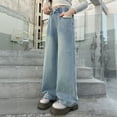 thumbnail image 6 of Tiijoy Girls Baggy Straight Leg Jeans Toddler High Rise Elastic Waist Denim Pants, Sizes 4-5, 6 of 8