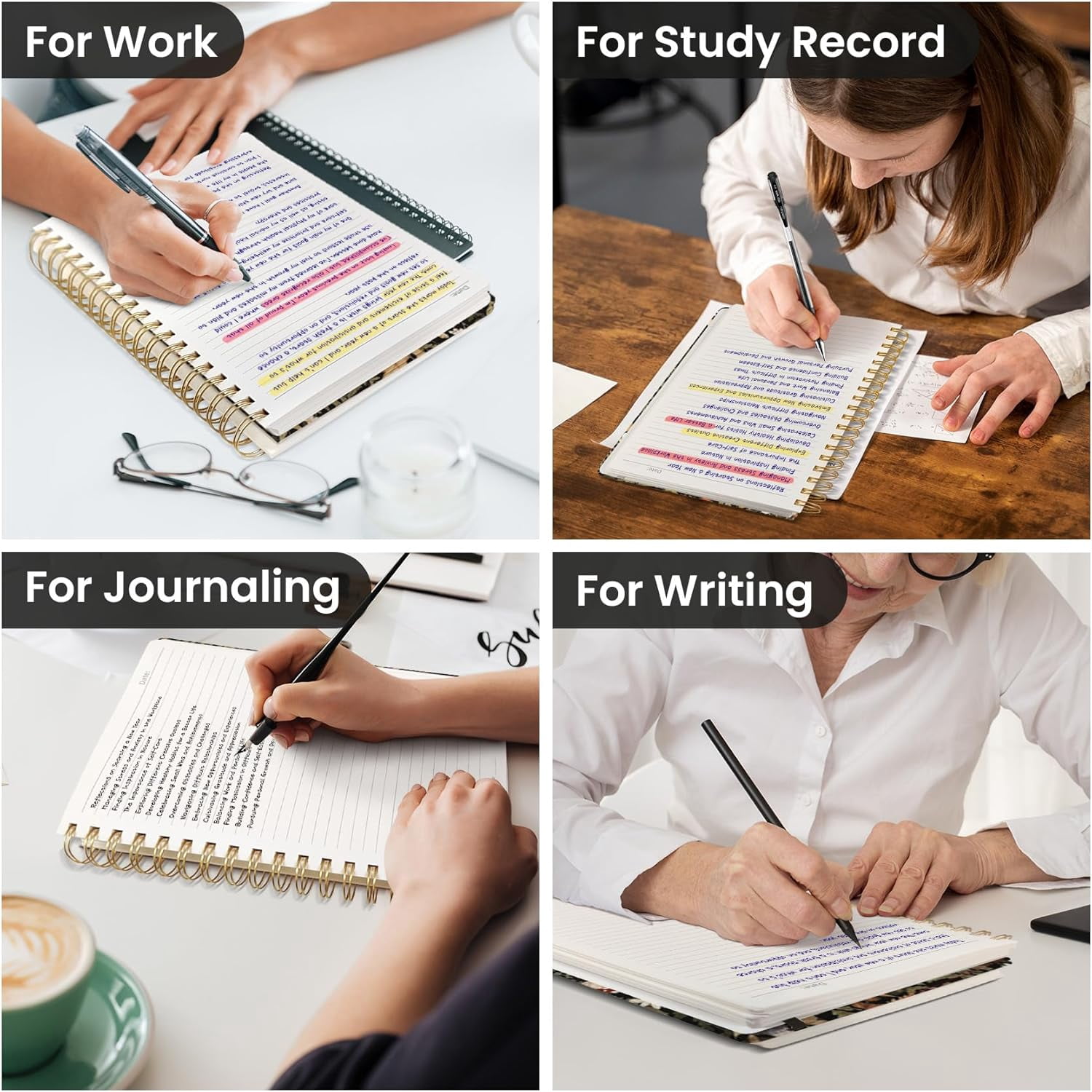 AP Lined Spiral Notebook Journal for Work,300 Pages Thick B5 (7.1"x10") College Ruled Journal for Women & Writing, Hardcover Notebook for Note Taking,Perfect for Office Home School Supplies, Mushroom