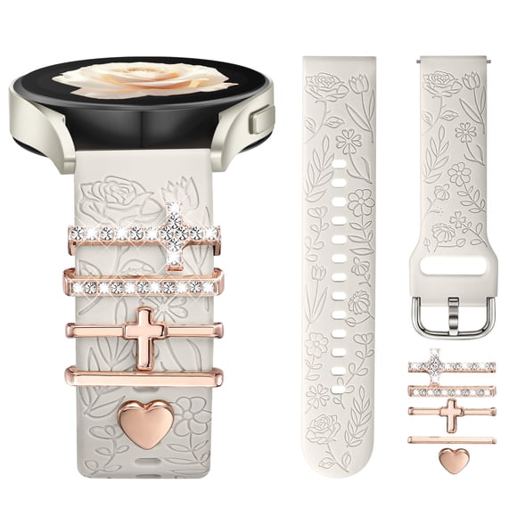 Correa de reloj DaQin grabada con flores, compatible con Samsung Galaxy