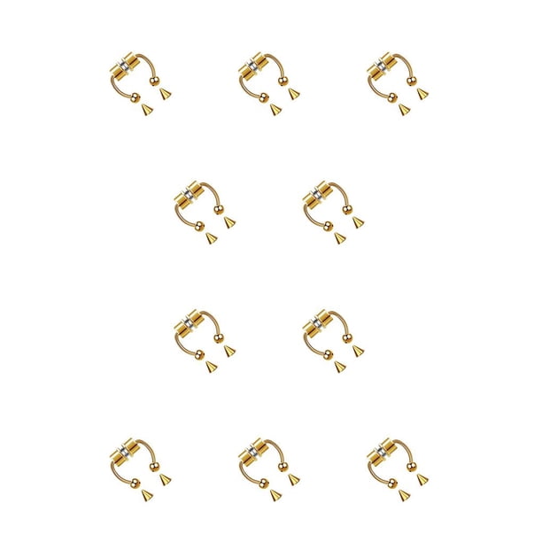 Jumpingount 5 pares de anillos pequeños para la nariz que no perforan el tabique Segmento Tragus Faux Lodestone Joyas para el cuerpo Aro Herradura Oro 10piezas Jumpingount CBP272948