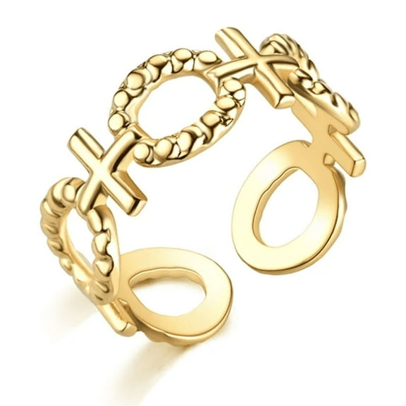 Lordgold Cross Rings For Women 14K Yellow Gold Finger Ring Vintage Punk Aesthetic Jewelry anillos mujer