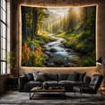 thumbnail image 5 of Mountain Forest Stream with Rocks and Wildflowers, Serene Boho for Nature Enthusiasts, Scenic Wilderness Wall Decor, Housewarming Gift Tapestry Wall Hanging for Living Room and Bedroom, 5 of 6