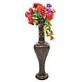 thumbnail image 1 of 9 x 30 in. Round Antique Decorative Mango Wood Floor Flower Vase with Unique Textured Pattern, Brown, 1 of 1