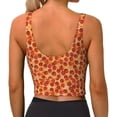 thumbnail image 3 of Fotbe Pizza Pattern Womens' Sports Bra Longline Wirefree Padded with Medium Support Sports Moisture-Wicking Workou Vest,Tank Top-, 3 of 9