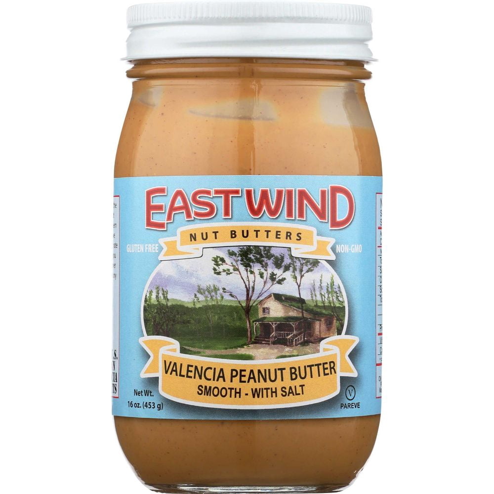 East Wind Nut Butters Gluten Free Smooth Peanut Butter with Salt, 16 Ounce -- 6 per Case.