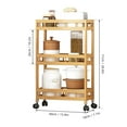 thumbnail image 3 of 3-Tier Slim Storage Cart of High Mountain Solid Bamboo Kitchen Organizer Slide-Out Mobile Storage Cart Rolling Pantry Shelf Kitchen Shelving Unit Utility Cart, 3 of 7