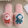 thumbnail image 4 of Lovskoo 2024 Women's Novelty Christmas Slippers Open Toe Santa Claus House Bedroom Slippers Fuzzy Plush Comfy Lined Slide Shoes Pink, 4 of 7