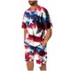 thumbnail image 1 of Mens Pantalones Casuales Cuello Redondo Impresión de Manga Corta Blusa Y Pantalones Cortos Traje, Pantalones de Traje para Hombres, 1 of 7