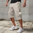 thumbnail image 3 of BUWTTER Mens 3/4 Length Cargo Pants Straight Leg 7 Inch Shorts Drawstring Elastic Waist with Multiple Pockets Khaki L, 3 of 4