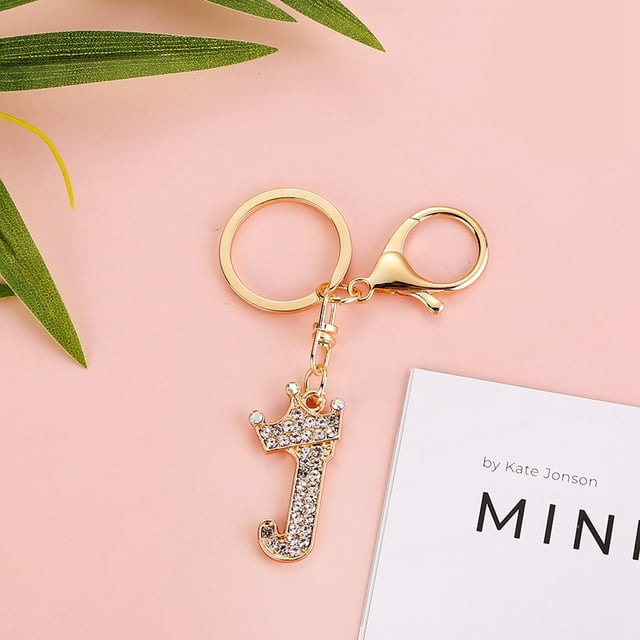 Stylish Metal Alphabet Letter Keychain Fashion Jewelry Accessory for Bags and Personal Items with Exquisite Encrusted Detailing