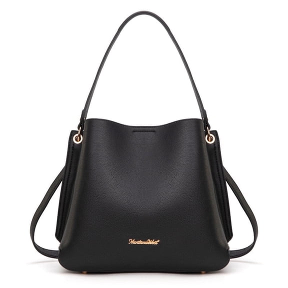 Montana West Hobo Purse for Women Bucket Shoulder Bag with Crossbody Strap, Black