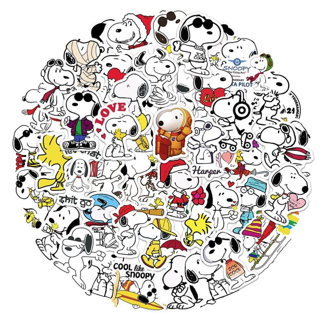 Pegatinas Snoopys Anime de vinilo impermeable, 50 unidades/paquete