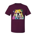 thumbnail image 2 of Wild Bobby Dean Russo Neon Colorful Pug Dog The Bulldog Dog Lover Men Graphic Tee, Maroon, Large, 2 of 5