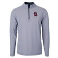 thumbnail image 2 of Men's Cutter & Buck Navy/White St. Louis Cardinals Virtue Eco Pique Micro Stripe Big & Tall Recycled Quarter-Zip, 2 of 3