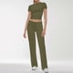 thumbnail image 2 of Conjunto de 2 piezas para mujer: top corto de manga corta y pantalones rectos, estilo deportivo informal, tallas reales para primavera/verano, 2 of 6