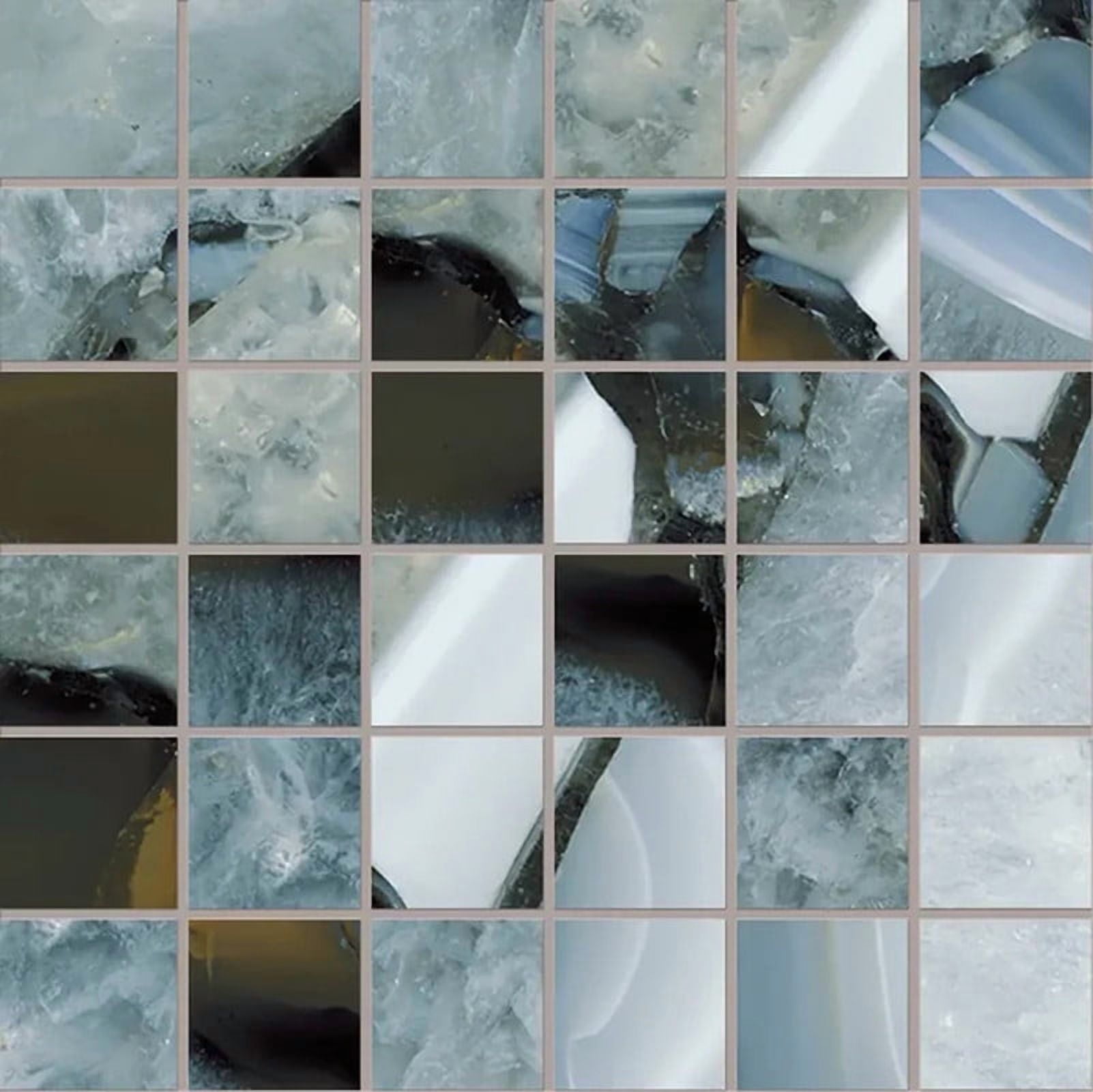 Splendor 12x12 Icy Blue Porcelain Mosaic Geode Agate Wall and Floor Tile (4.84 sq ft/case) - 5 Pack