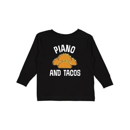 

Inktastic Piano And Tacos Funny Music Boys or Girls Long Sleeve Toddler T-Shirt