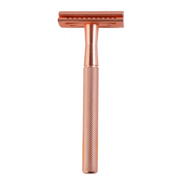 Maquinilla de afeitar de seguridad para mujer, maquinilla de afeitar de doble filo, maquinilla de afeitar reutilizable, sin plástico, oro rosa