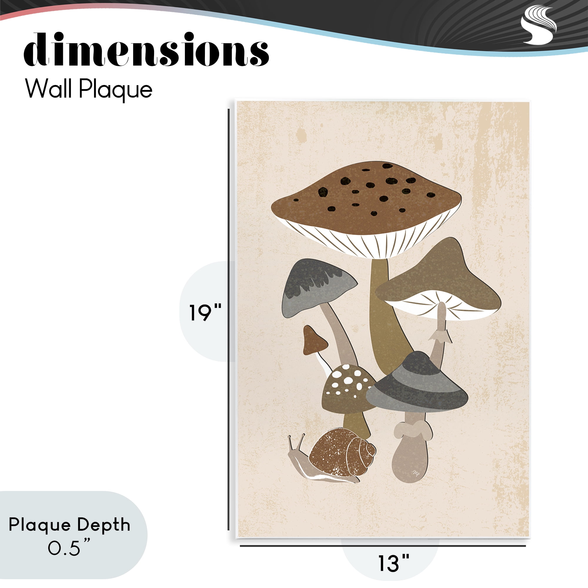 Stupell Industries Earthy Fungi Mushrooms & Snail Wall Plaque Art, design by Martina Pavlova