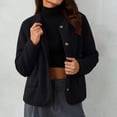 thumbnail image 5 of Sheghy Womens Denim Jacket Inspired Crew Neck Single Button Jacket - Solid Long Sleeve Winter Black S, 5 of 6