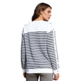thumbnail image 2 of Haitryli Long Sleeve Adaptive Sweatshirt for Womens Striped Tear-away Press Buttons Recovery Shirt With Pocket Navy Blue XXL, 2 of 7