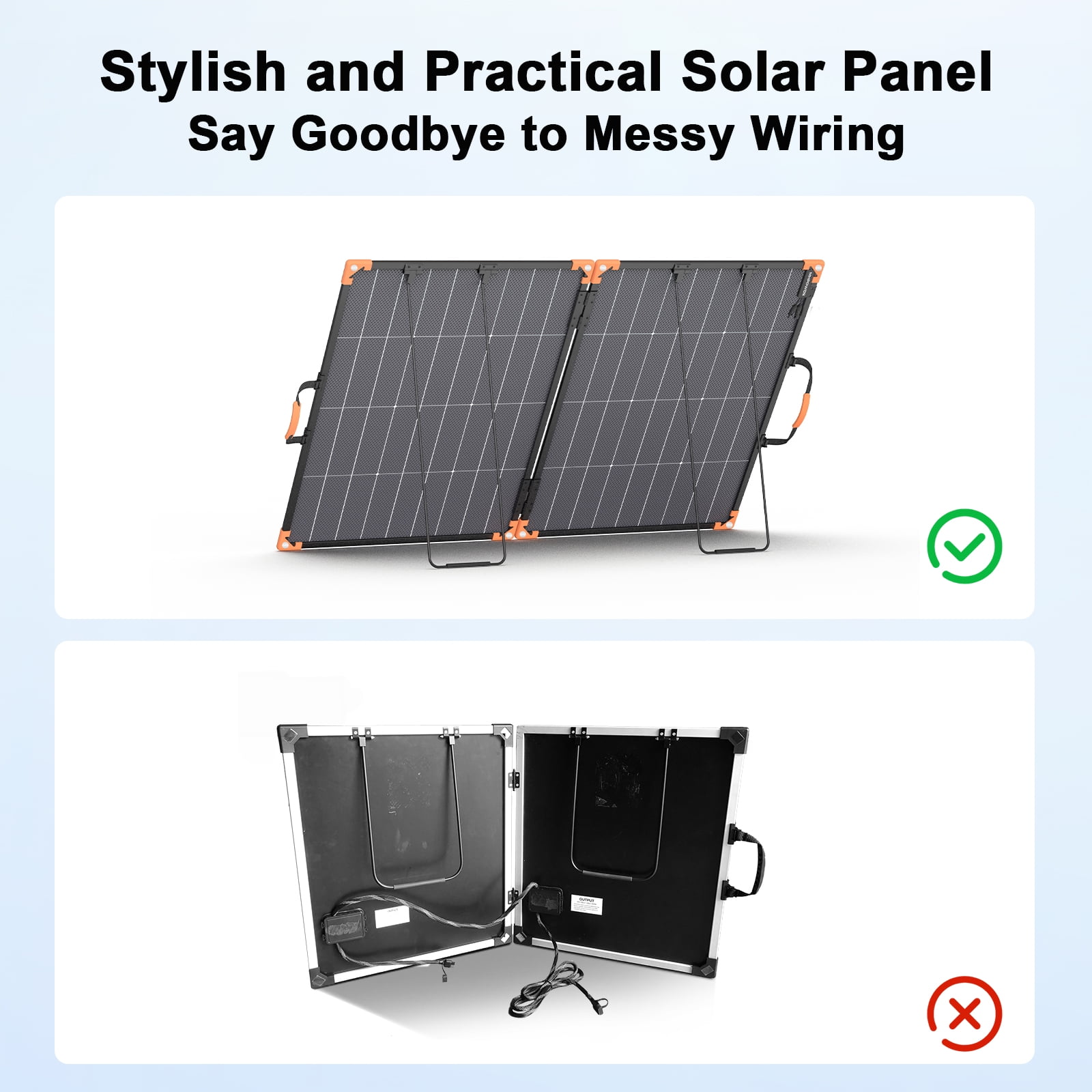 MHPOWOS 200 watt 20V Bifacial Portable Solar Panel Kit High Efficiency Foldable Solar Panel Charger IP68 Waterproof for Power Stations Solar Generator Outdoor Camping RsV Off Grid System