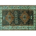 thumbnail image 1 of Ahgly Company Machine Washable Indoor Rectangle Persian Turquoise Blue Traditional Area Rugs, 7' x 9', 1 of 4