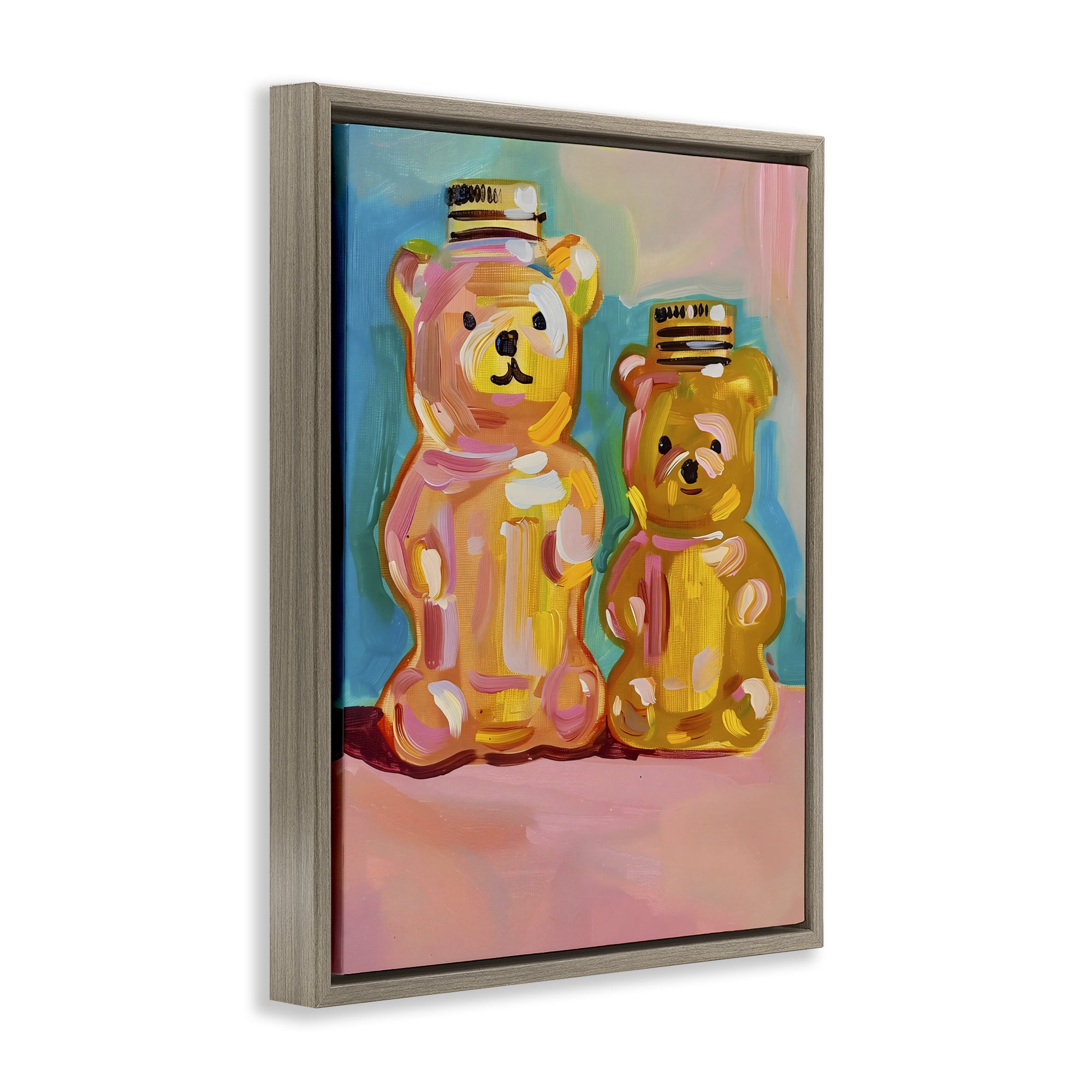 Stupell Industries Joyful Honey Bears Duo Brown Framed Floater Canvas Wall Art, design by The Prints Vibe