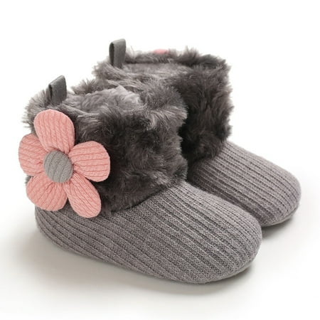 

Gubotare Baby Boys Shoes Newborn Infant Baby Boys Girl Cozy Fleece Booties Soft Non Skid Boots with Grippers Toddler First Walkers Gray 12 Months