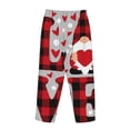 thumbnail image 5 of Disketp Buffalo Plaid Love And Gnome Print Women'S Comfy Pajama Pants Casual Drawstring Palazzo Lounge Wide Leg Pants, 5 of 9