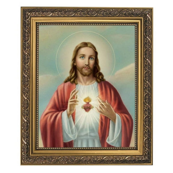 Sacred Heart of Jesus Gold Tone Framed Print (79-480)