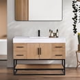 thumbnail image 2 of Bianco 48D" Wood Vanity in Light Brown with  Composite Stone Top without Mirror, 2 of 15