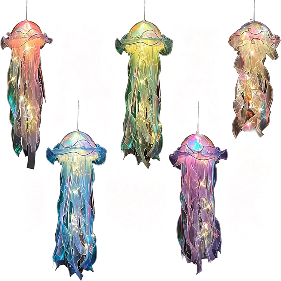 HIBIBUD Jellyfish Hanging Decor,Set of 5 for under the Sea Party Decoration Whimsy Decor