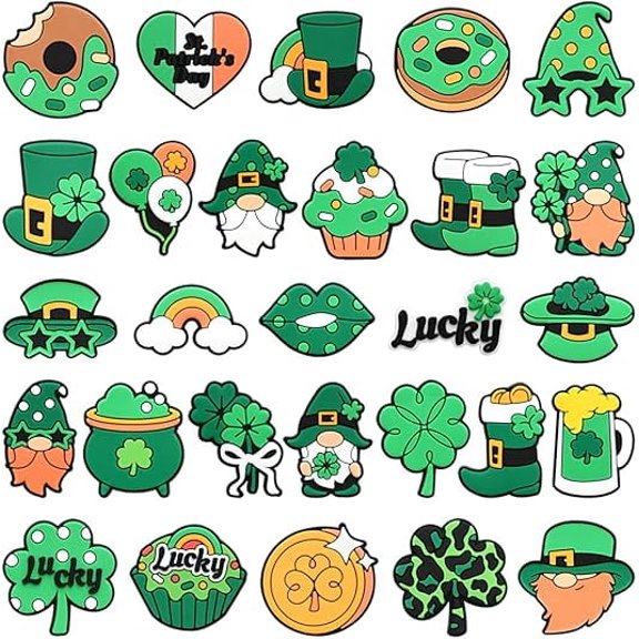 Green Charms for Clog Shoe Decoration, Lucky Shoe Accessories Pack for Kid and Adult,  Party Favor Birthday GIft