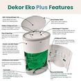 thumbnail image 3 of Dekor Eko Plus Diaper Pail Made with 70% Recycled Materials, Hands-Free: Step–Drop–Done | Cost-Effective Refill System | Great Cloth Diaper Pail, Gray, 3 of 9