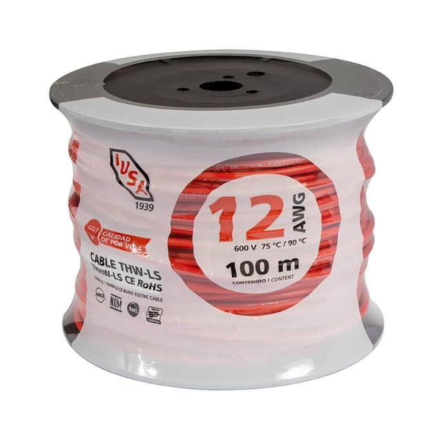 Cable Eléctrico Thw-Ls/Thhw-Ls Iusa Cal 12 Rojo 100 M