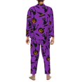 thumbnail image 2 of Halloween Costumes Mens Pajamas Set, halloween cat bat Halloween Pajamas Button Down Long Sleeve Loungewear Halloween Sleepwear Pjs sets for Men, 2 of 7