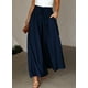 thumbnail image 3 of Pantalones anchos Eytino para mujer, talla grande, cintura alta, 3 veces, azul marino, 3 of 9
