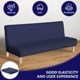 thumbnail image 3 of Dznils Stretch Futon Cover, Spandex Armless Sofa Bed Slipcover, Washable Furniture Protector, Blue, 3 of 9