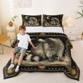 thumbnail image 2 of Castle Fairy Vintage Crescent Moon Raccoon Queen Comforter Set 3 Pieces,Golden Stars Print Comforter Sets Queen,Black Cream,Black Reversible,1 Comforter and 2 Pillowcases, 2 of 6