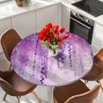 thumbnail image 2 of Purple Botanical Table Cloth, Round Fitted Tablecloths with Elastic Edge, Watercolor Spring Floral Oil Painting Elegant Wipeable Waterproof Table Cover for Kitchen Wedding 45-54 Inches, 2 of 4