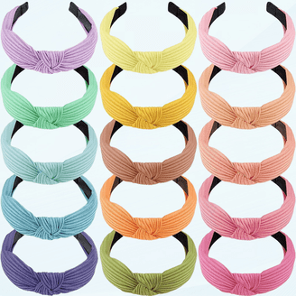 12 Pcs Knotted Headbands Wide Boho Turban Hair Bands Elastic Fabric Hair Amazon.com : VELSCRUN 12 Pcs Womens Headband Knotted  main image 2