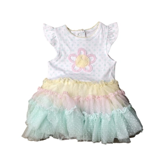 Infant Girls Ruffled Pastel Floral Baby Outfit Tutu Skirt Bodysuit Dress 9-12m