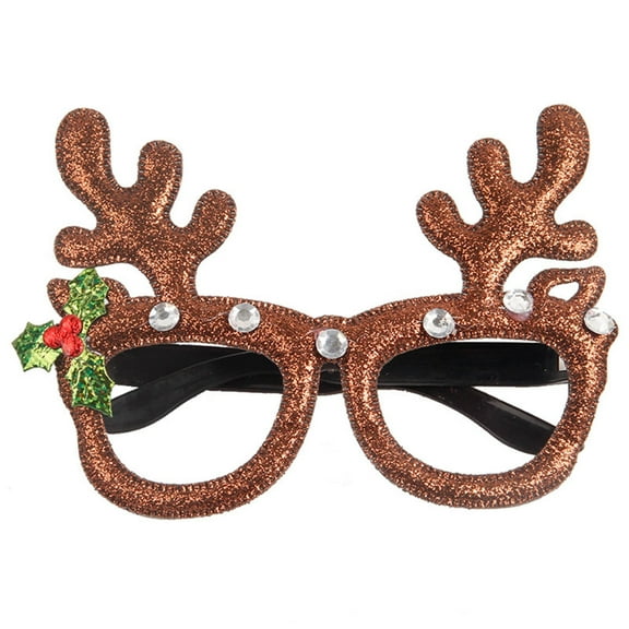 Luolandi Christmas Glasses Frame Glitter Xmas Party Eyeglasses Christmas Costume Glasses Eyewear Party Favors Decorations For Kids 1#