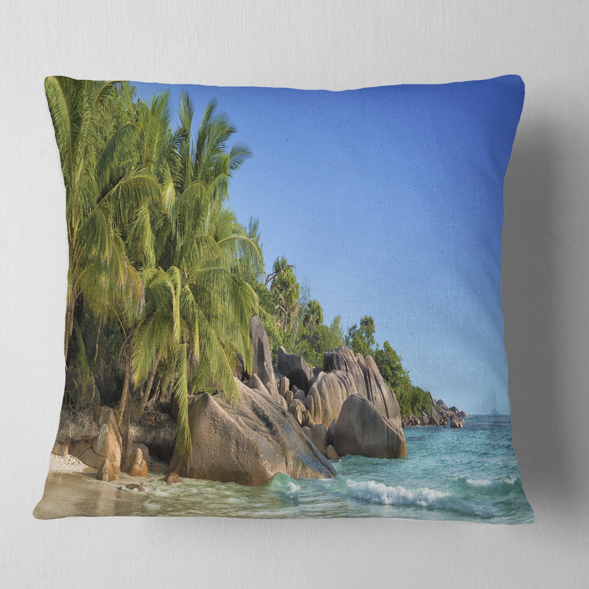 Designart Anse Lazio Praslin Island Seychelles - Seashore Throw Pillow - 18x18