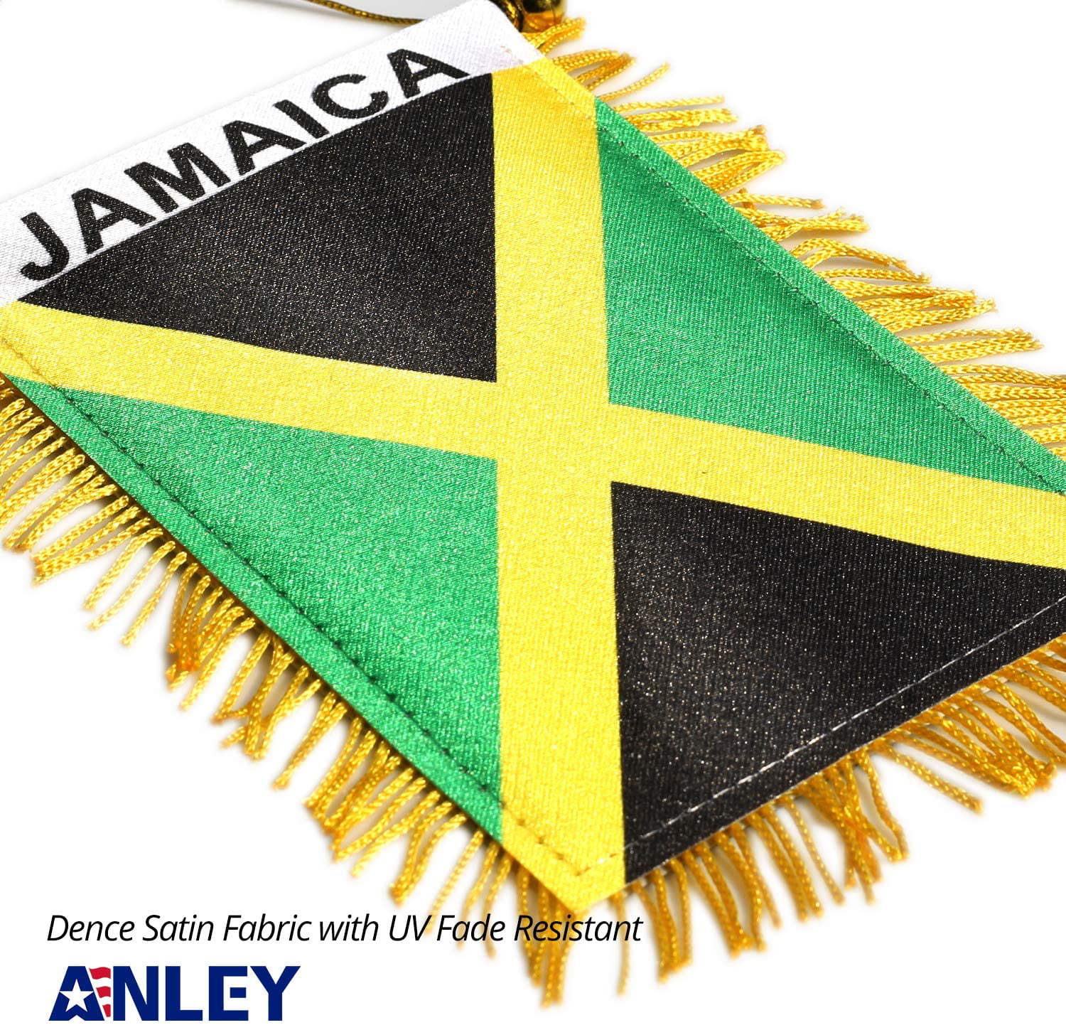 Jamaican Flag Mini Banner Rear View Mirror Jamaica Nail Clipper Bracelet. 3pcs
