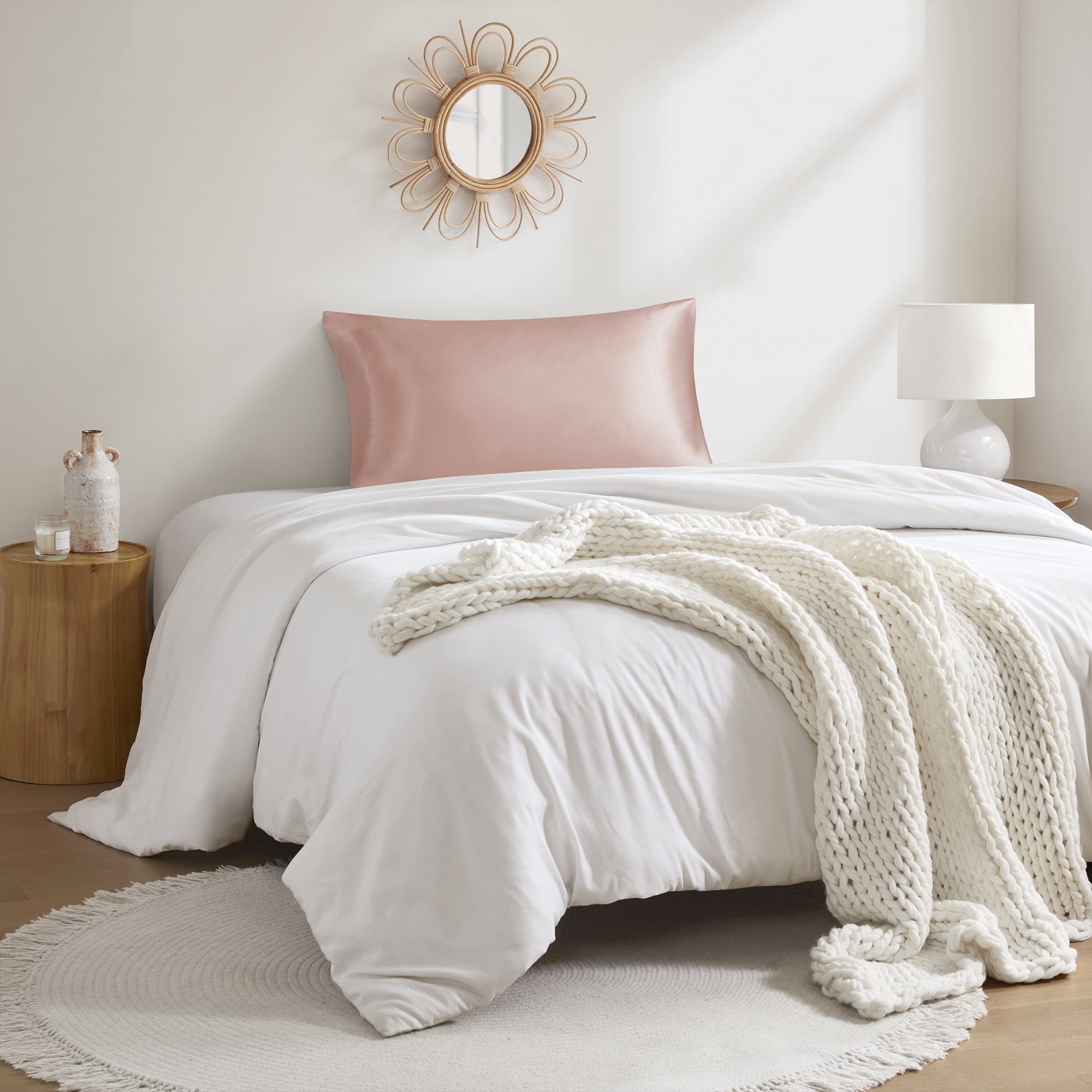 Mainstays Satin Pillowcase – Standard – Blush Pink – Frizz Control & Cooling Comfort – 1 Pack